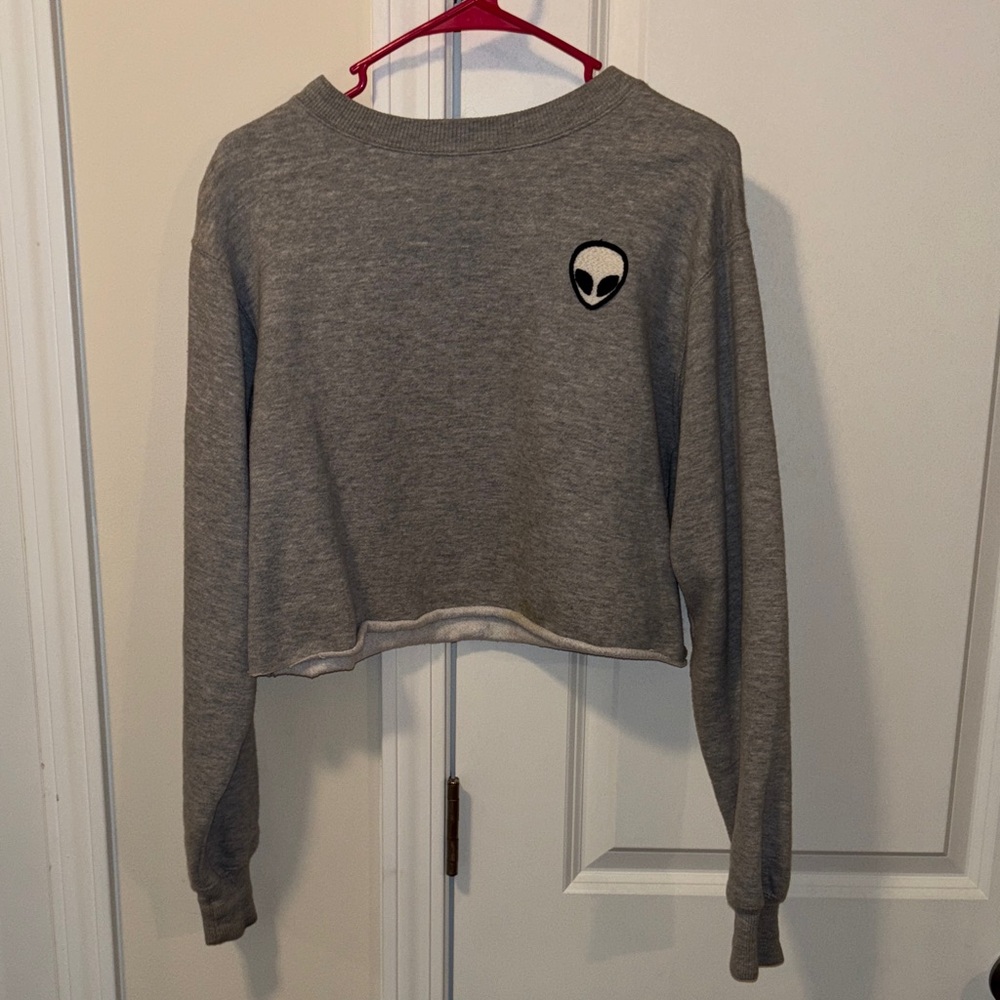 Brandy Melville Gray Alien Crop Top